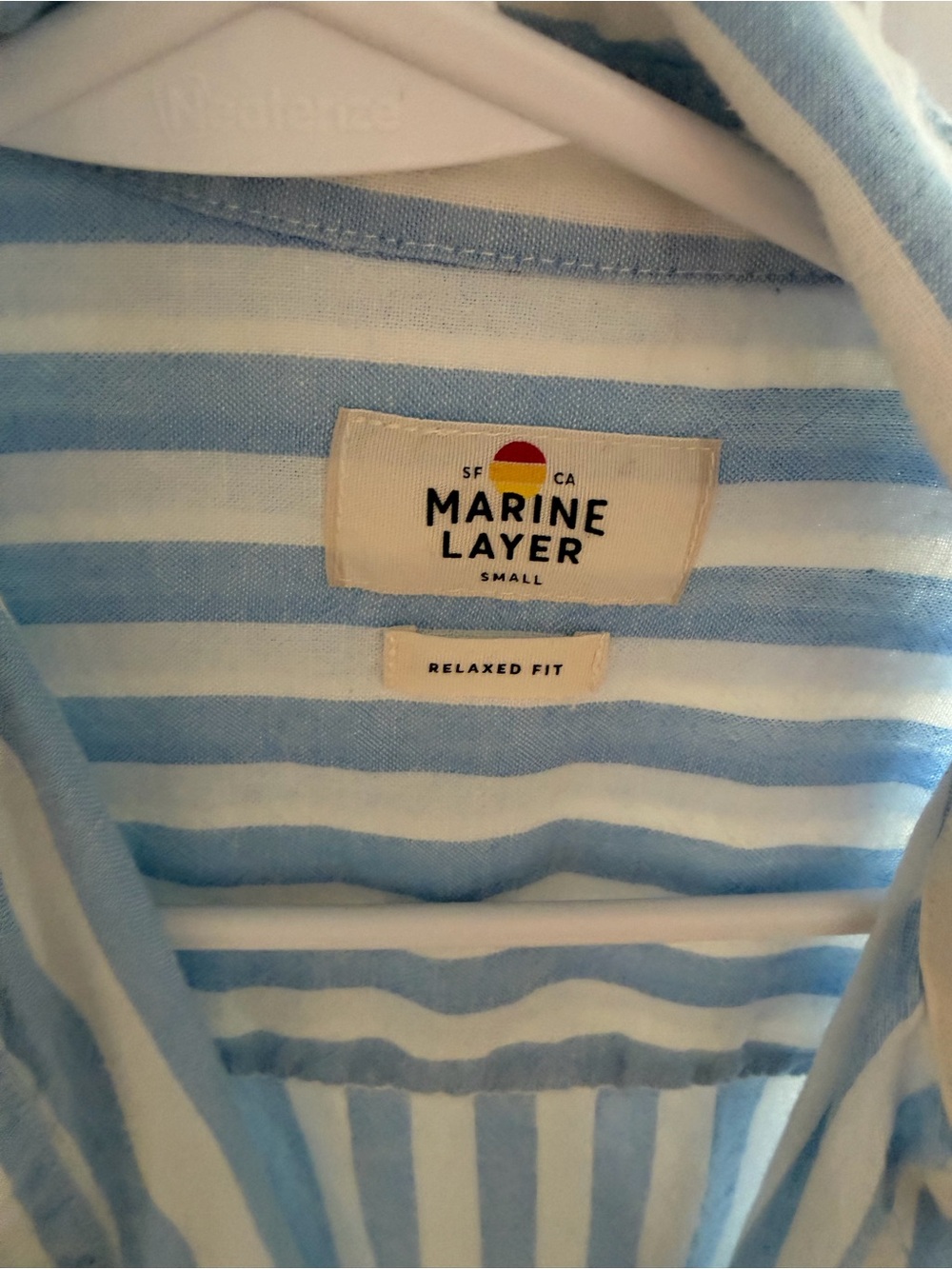 Marine Layer women’s oversized Blue & White Striped Button-Up Shirt - Picture 3 of 4